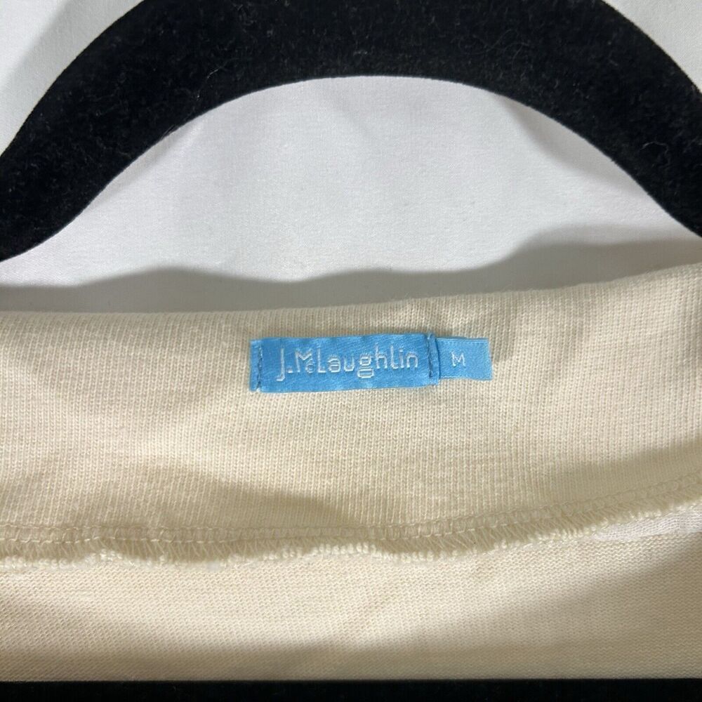 J Mclaughlin Dress Women's Medium White Black Striped 3/4 Sleeve 100% Cotton - Picture 6 of 11